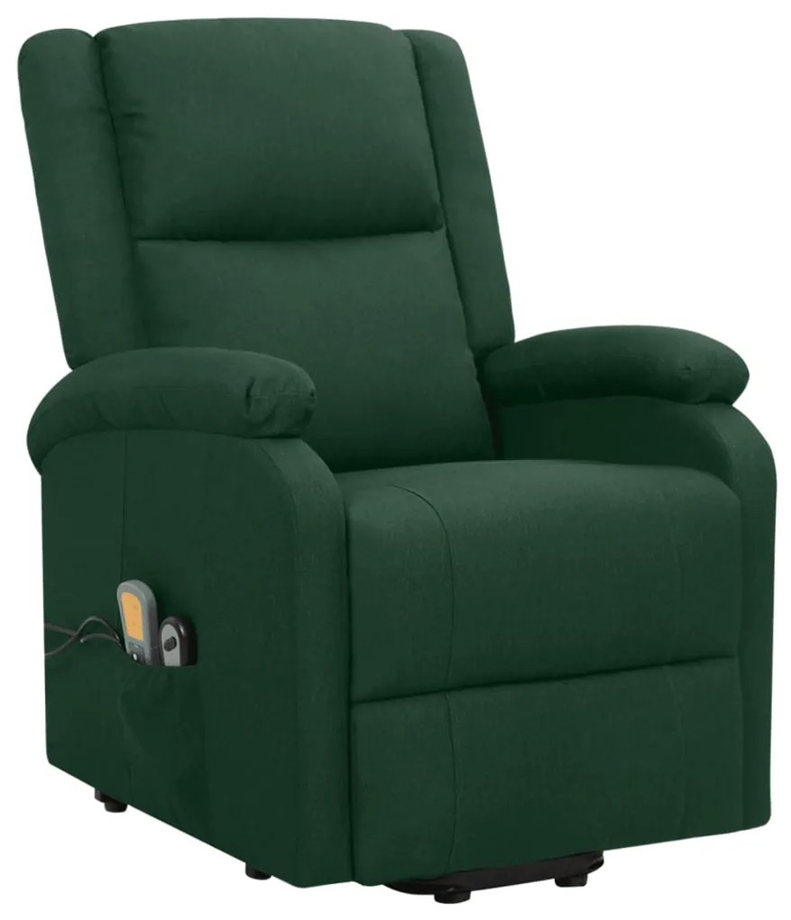 Poltrona elevatória de massagens tecido verde-escuro