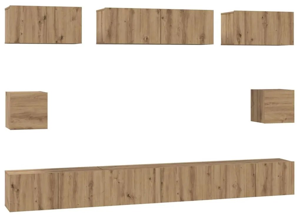 Conjunto de Estantes para TV 8 pcs carvalho artisiano