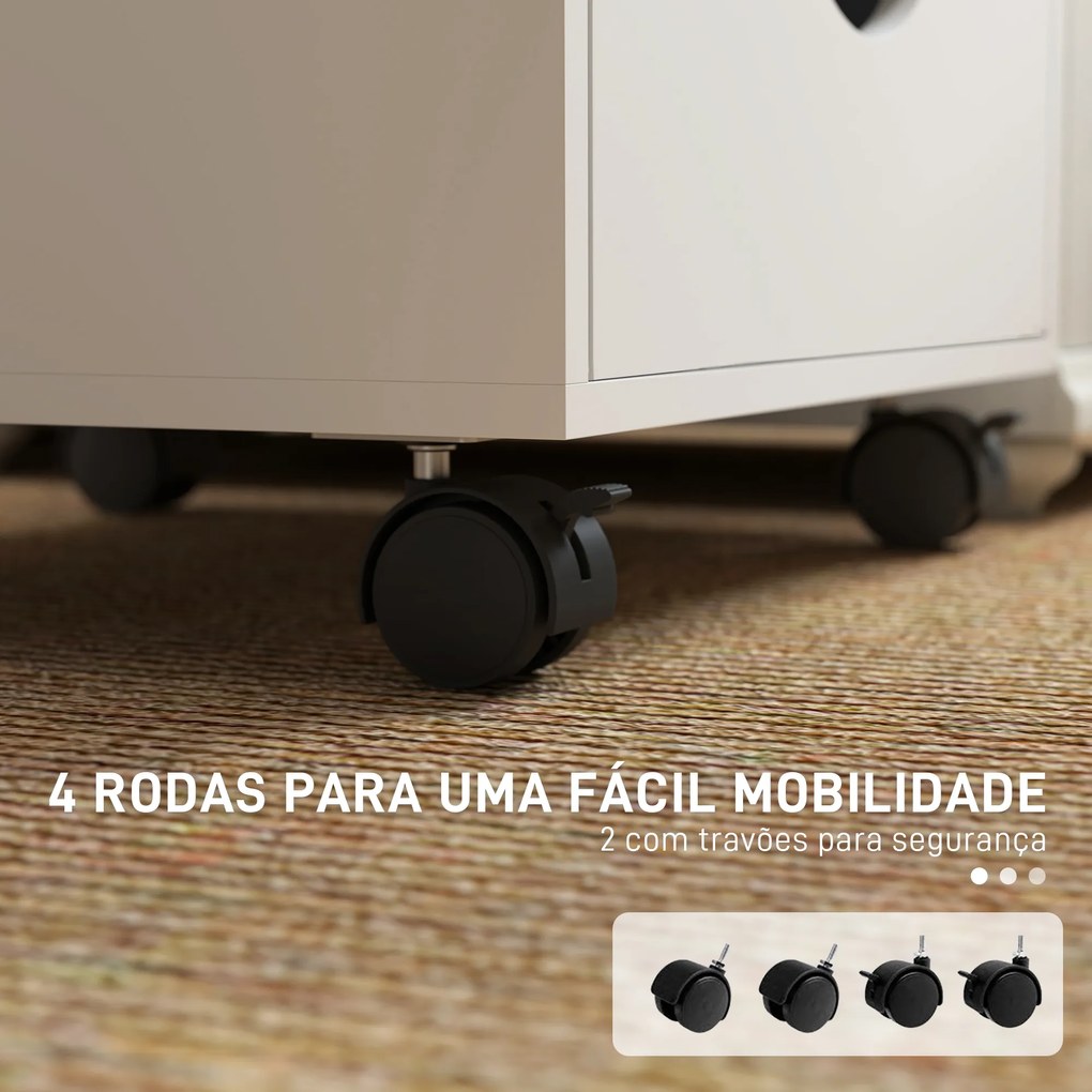 Bloco de Gavetas com Rodas Bloco de Gavetas para Escritório com 5 Gavetas 40x40x67 cm Branco
