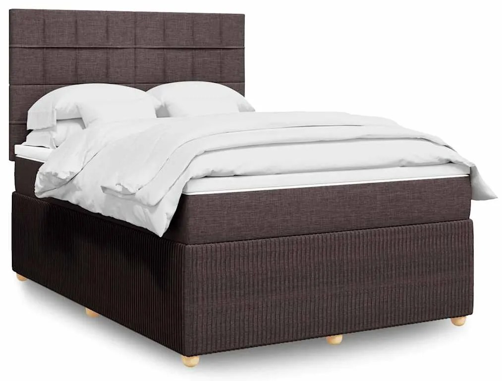 Cama com molas/colchão 160x200 cm tecido castanho-escuro