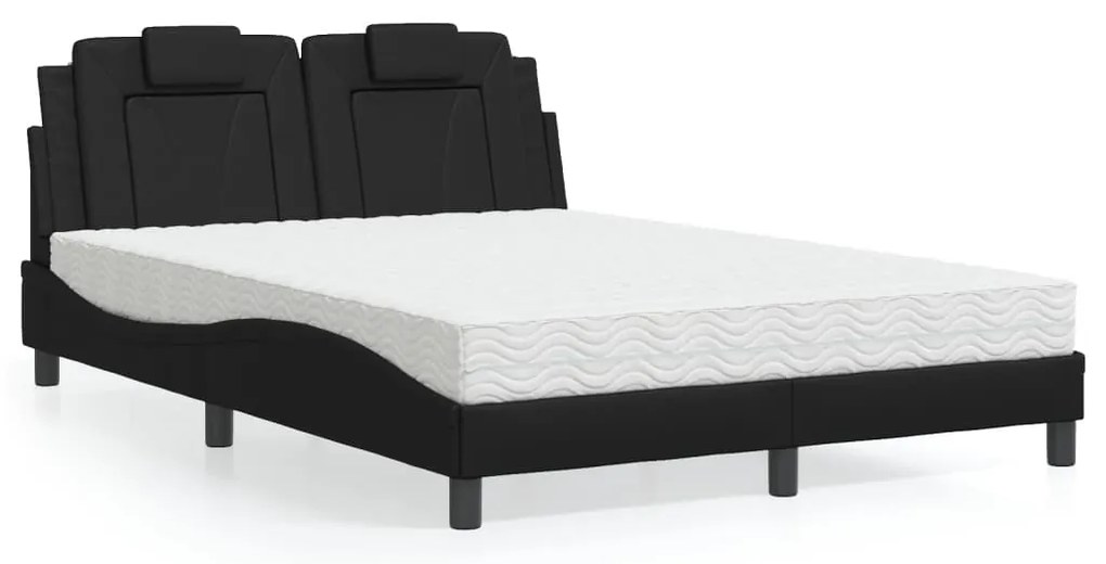 Cama com colchão 140x200 cm couro artificial preto