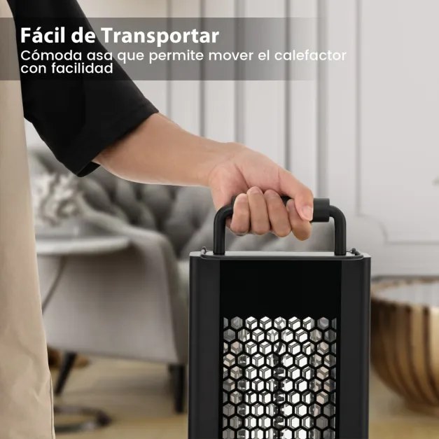 Aquecedor elétrico portátil à prova d'água de alumínio 1200W com aquecimento lateral duplo 24 x 16 x 63 cm preto