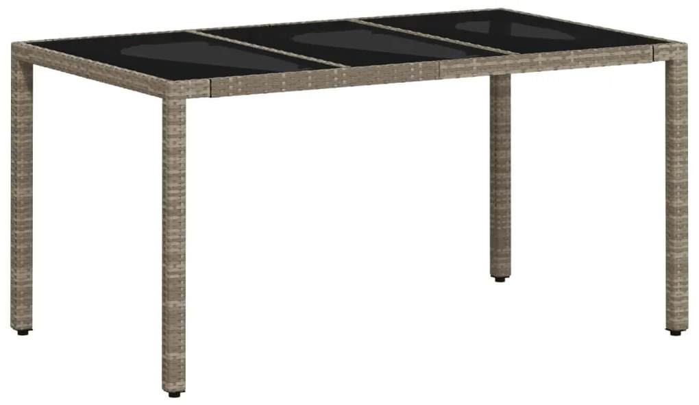 Mesa de jardim c/ tampo vidro 150x90x75 cm vime PE cinza-claro