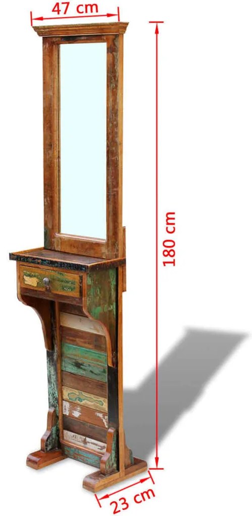 Espelho de corredor 47x23x180 cm madeira reciclada maciça