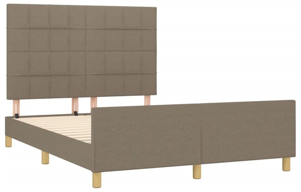 Estrutura cama cabeceira 140x190 cm tecido castanho-acinzentado