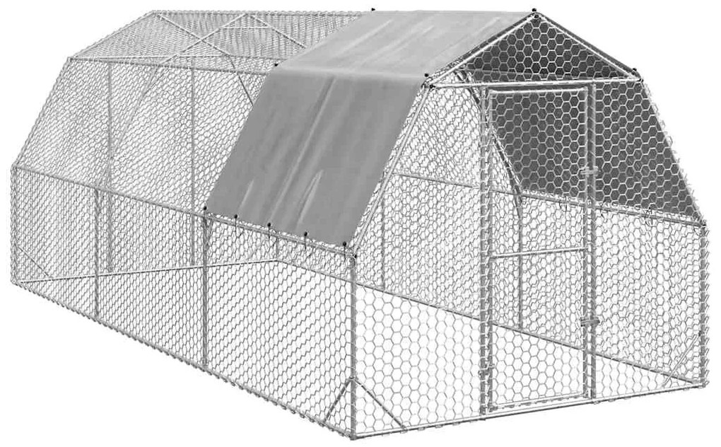 vidaXL Corrida de galinhas com telhado 2,5x6x2,25 m aço galvanizado