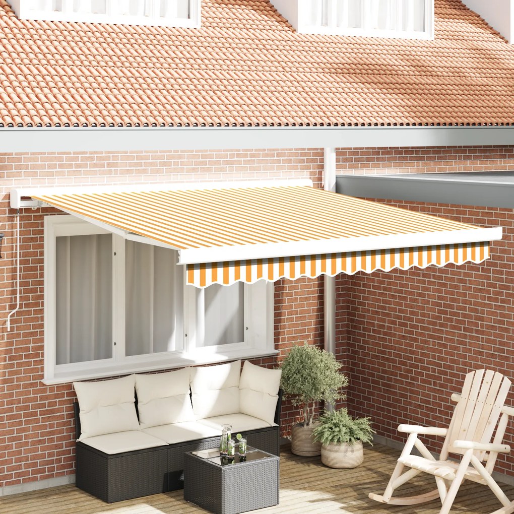 vidaXL Toldo Retrátil Manual Amarelo e Branco 300x250 cm