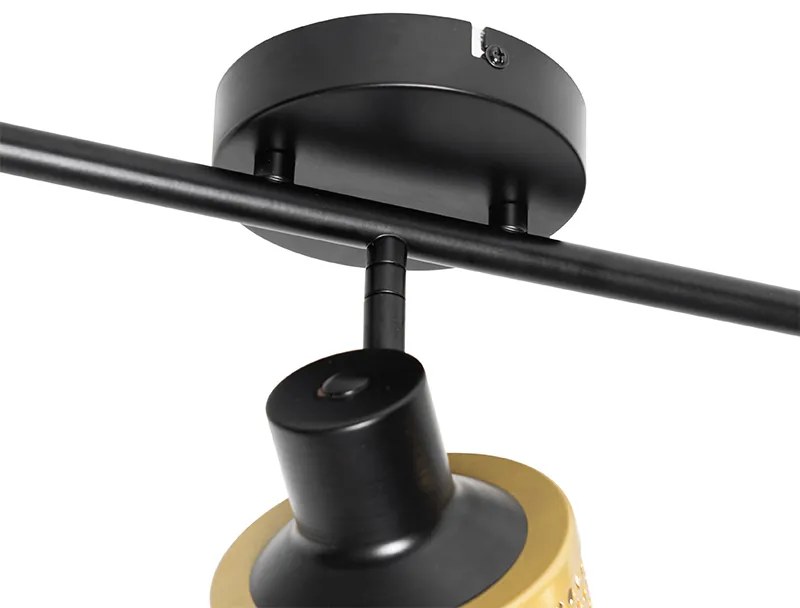 Foco industrial preto com dourado 3 luzes - Kayden Industrial