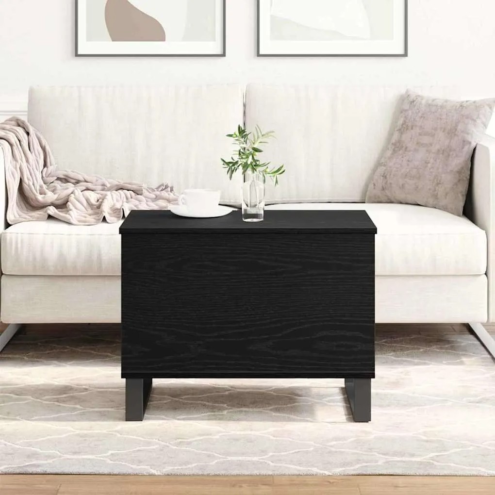 Mesa de Centro Lift Top Preto Carvalho 60x44,5x45 cm Madeira de Engenh