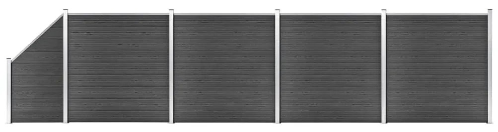 vidaXL Conjunto de painel de vedação WPC 792x(105-186) cm preto