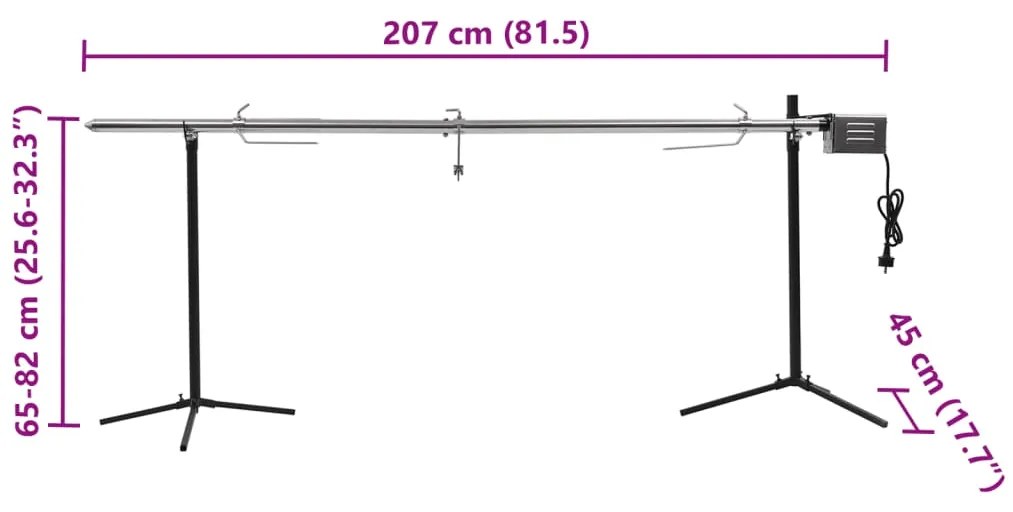Grelhador automático com motor em aço inoxidável 207x45x81 cm