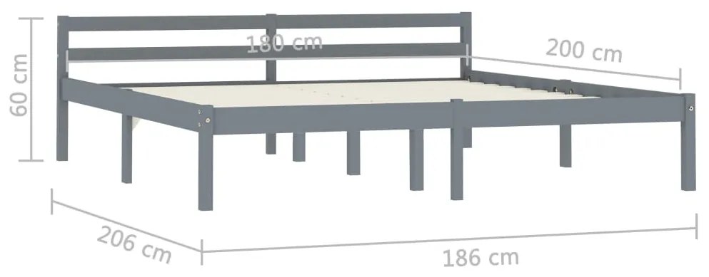 Estrutura de cama 180x200 cm madeira pinho maciço cinzento