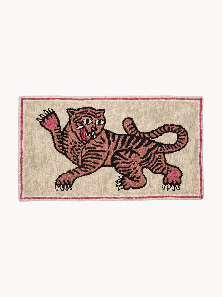 Tapete em lã tufado à mão Pink Tiger