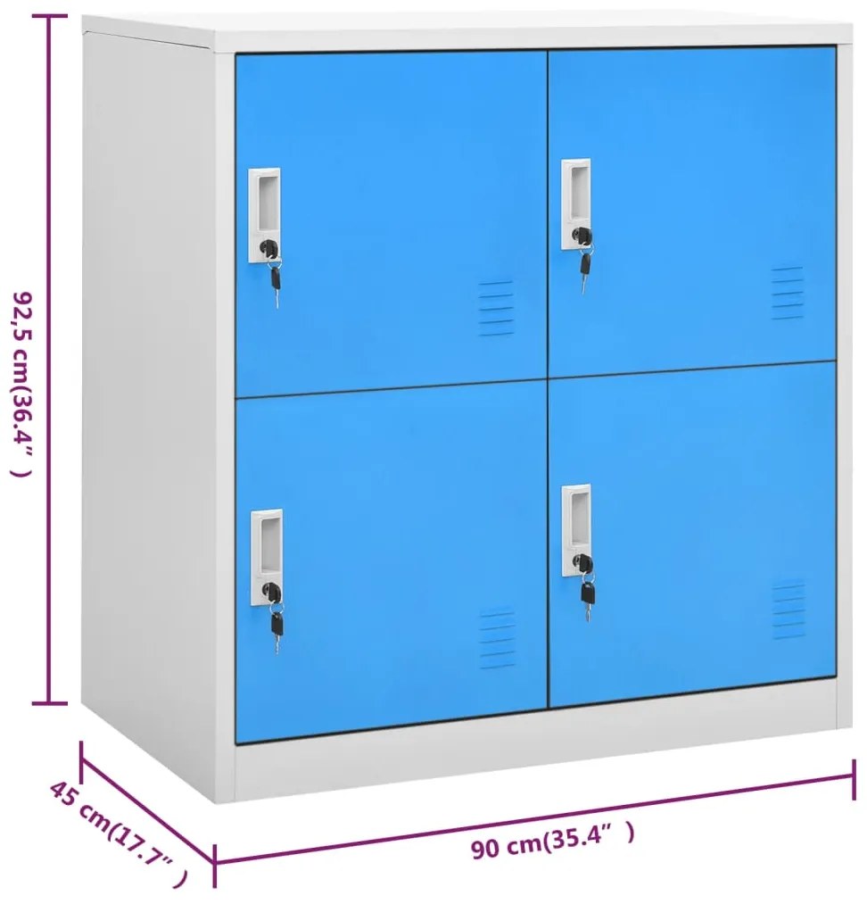 Cacifo 90x45x92,5 cm aço cinzento-claro e azul