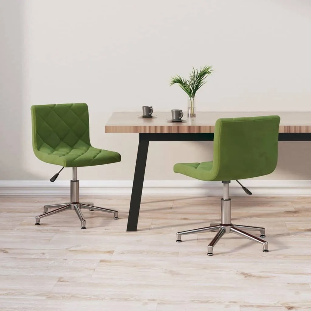 vidaXL Cadeiras de jantar giratórias 2 pcs veludo verde-claro