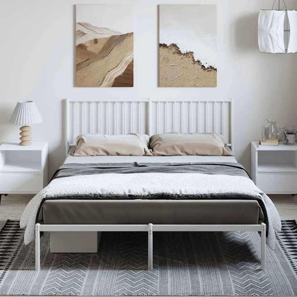 Estrutura de cama com cabeceira 150x200 cm metal branco