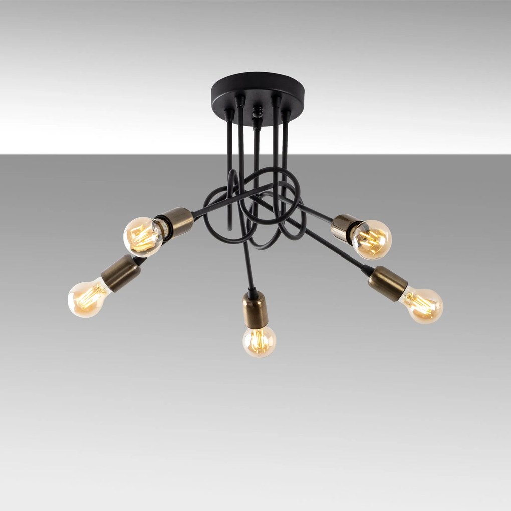 Candeeiro de Teto Viraj – Preto Antigo – 46 x 46 cm