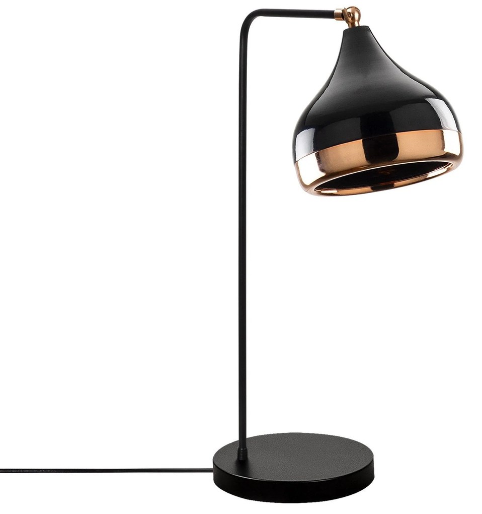 Conjunto de Candeeiro e Lâmpada de Mesa Yildo – Preto e Cobre – Chande