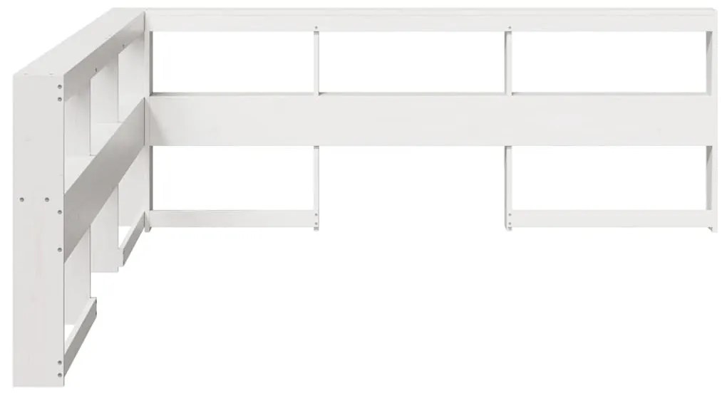 Estante cabeceira forma de L 180 cm madeira pinho maciça branco