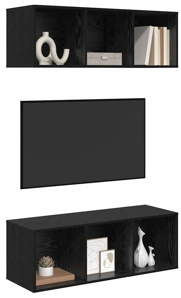 Armários de TV Montados na Parede 2 pcs Carvalho preto