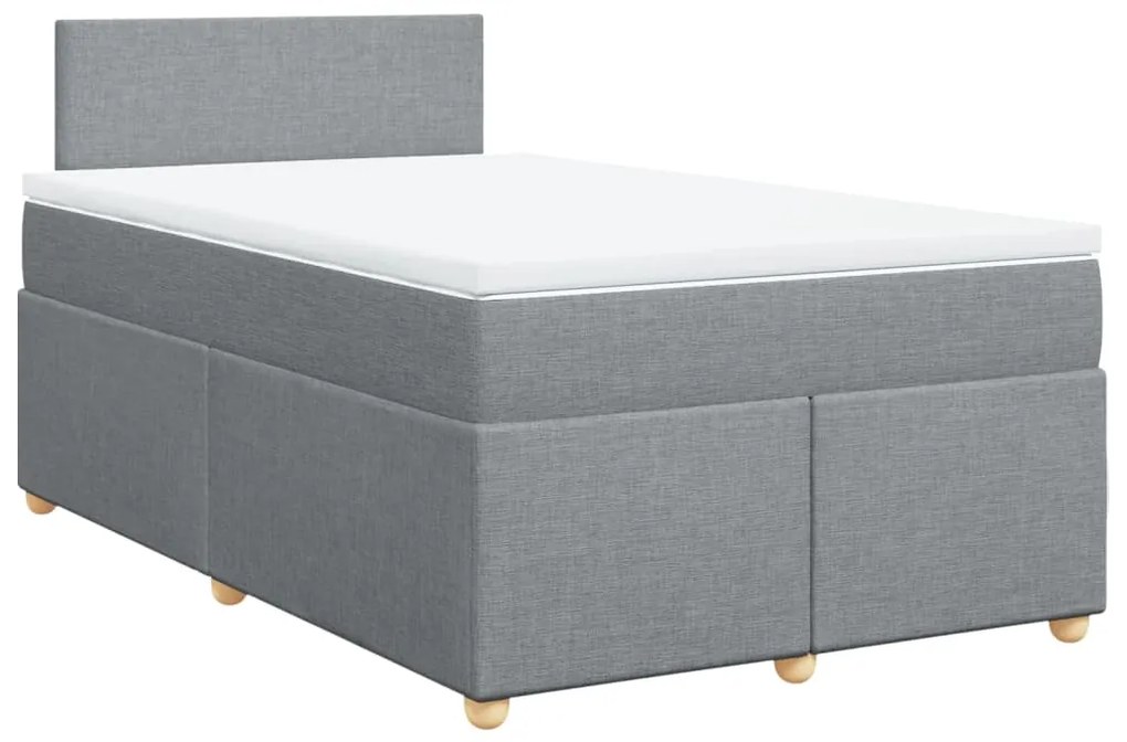 Cama boxspring com colchão 120x190 cm tecido cinzento-claro