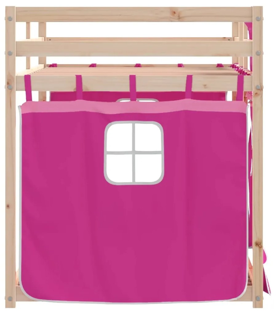 Beliche com cortinas 80x200 cm madeira de pinho maciça rosa
