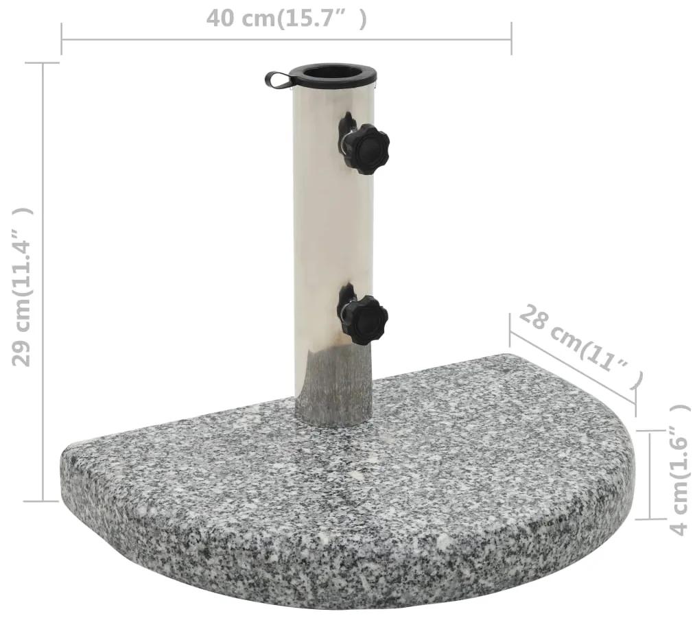 Base de guarda-sol semicircular granito 10 kg cinzento