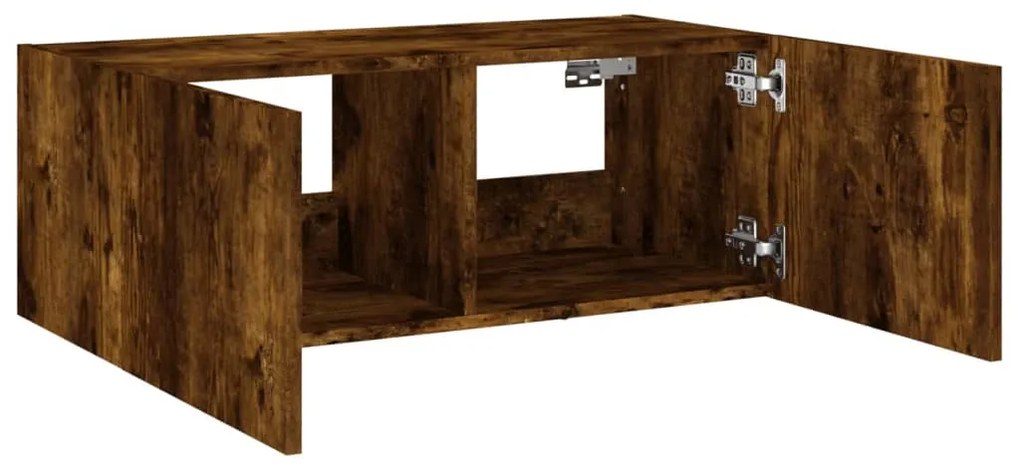 Móvel de parede p/ TV c/ luzes LED 80x35x31 cm carvalho fumado