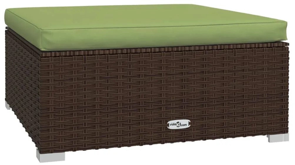 7 pcs conjunto lounge jardim c/ almofadões vime PE castanho