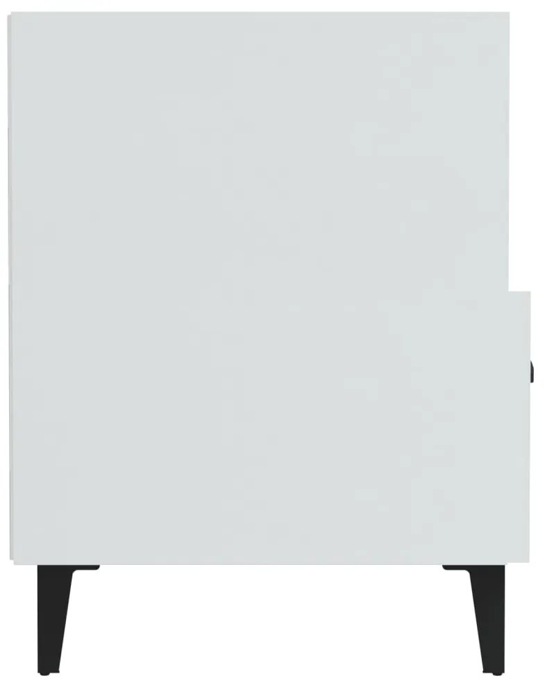 Mesas de cabeceira 2 pcs madeira processada branco brilhante