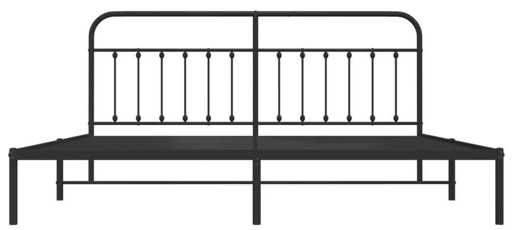 Estrutura de cama com cabeceira 200x200 cm metal preto