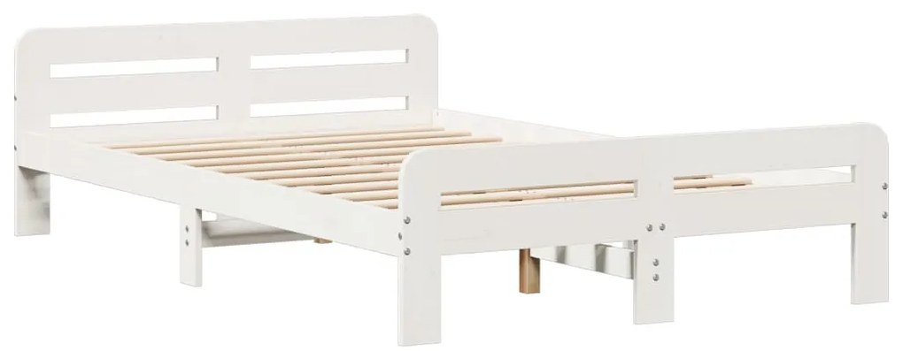 Cama sem colchão 135x190 cm madeira de pinho maciça branco