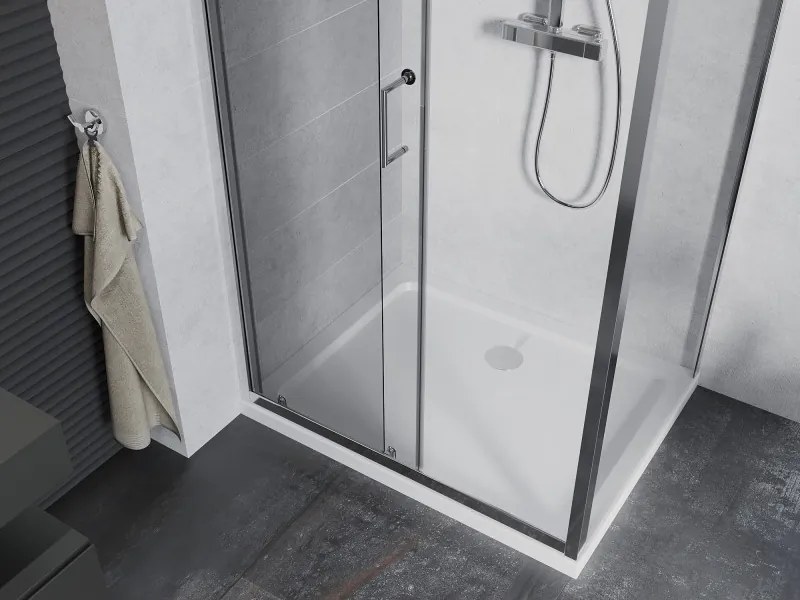 Mexen Apia cabine de duche de correr 120 x 90 cm, transparente, cromada + base Flat - 840-120-090-01-00-4010