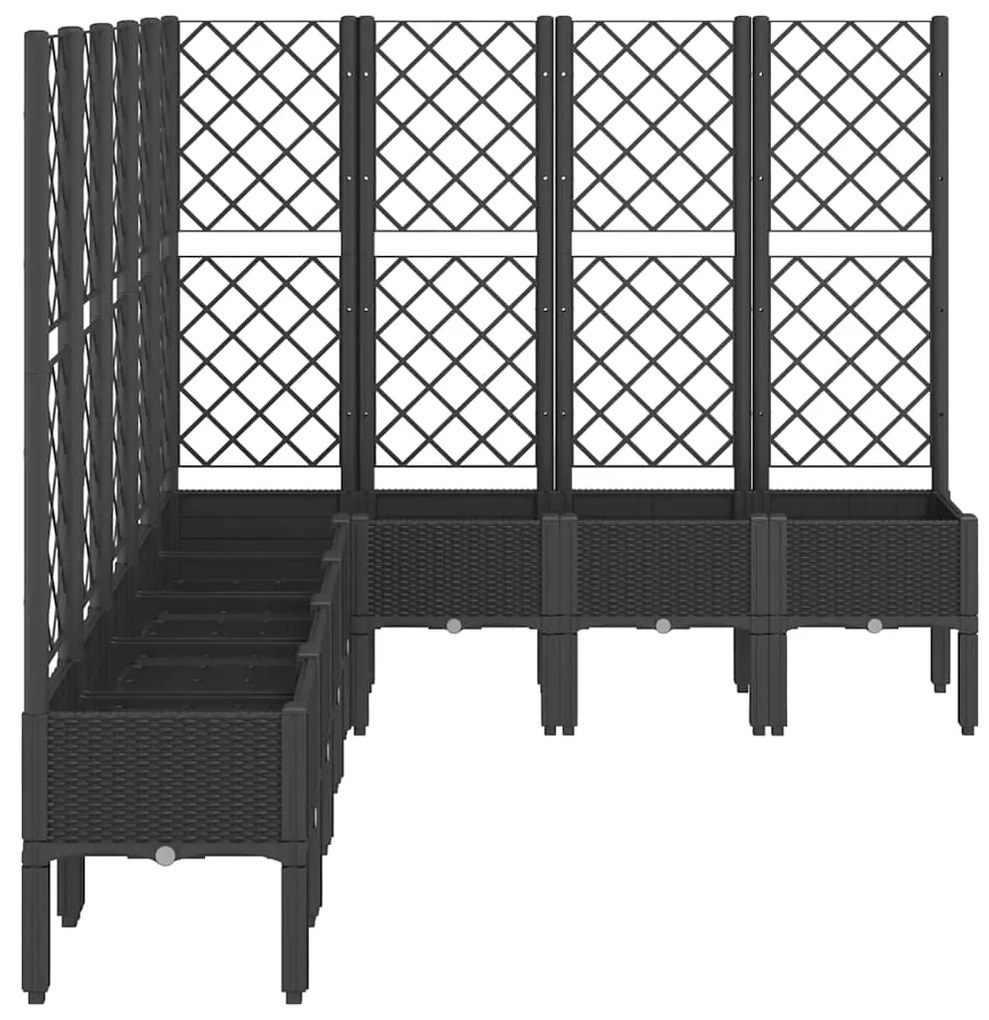Vaso/floreira de jardim c/ treliça 200x160x142 cm PP preto