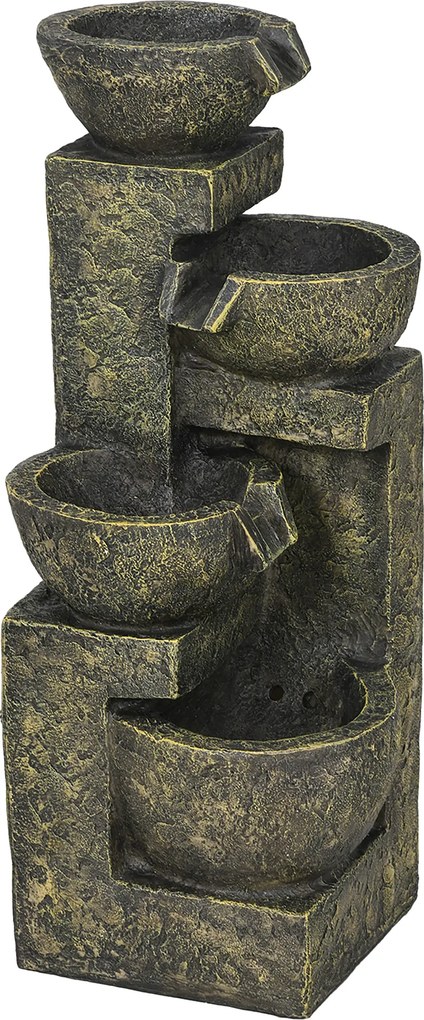 Outsunny Fonte de jardim, fonte decorativa, velocidade ajustável, 25 x 24 x 60 cm, Preto | Aosom Portugal
