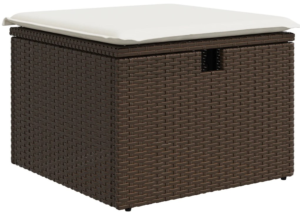 Conjunto de Sofá de Jardim vidaXL com Almofadas Castanho Rattan Poliés