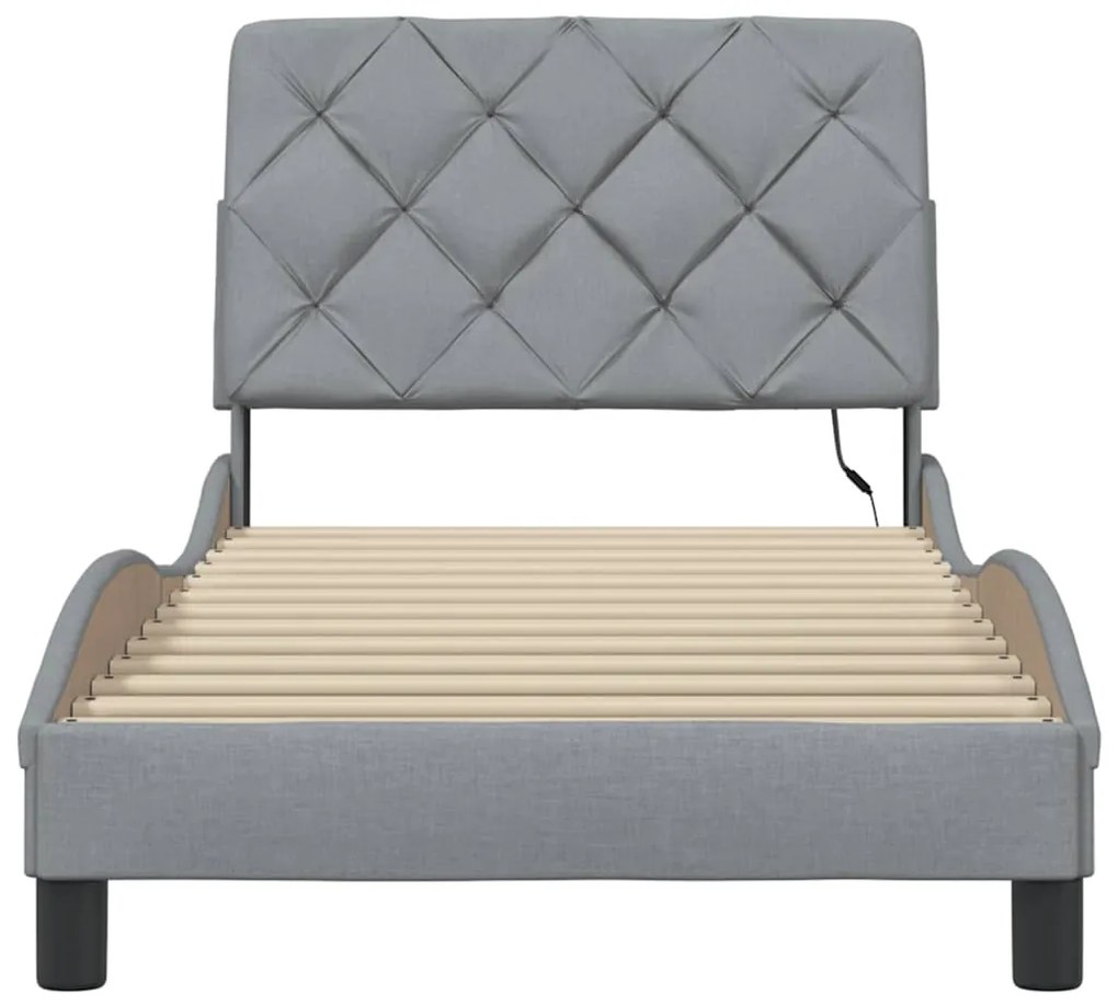 Estrutura de cama com LED sem colchão 90x190 cm tecido