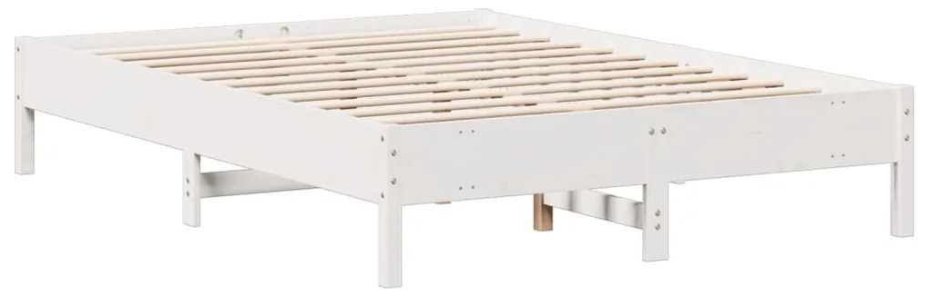 Cama com estante sem colchão 160x200 cm pinho maciço branco