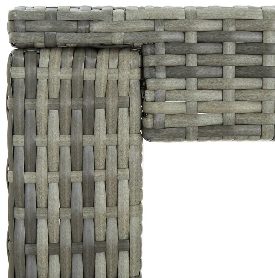 3 pcs conjunto de bar p/ jardim c/ almofadões vime PE cinzento