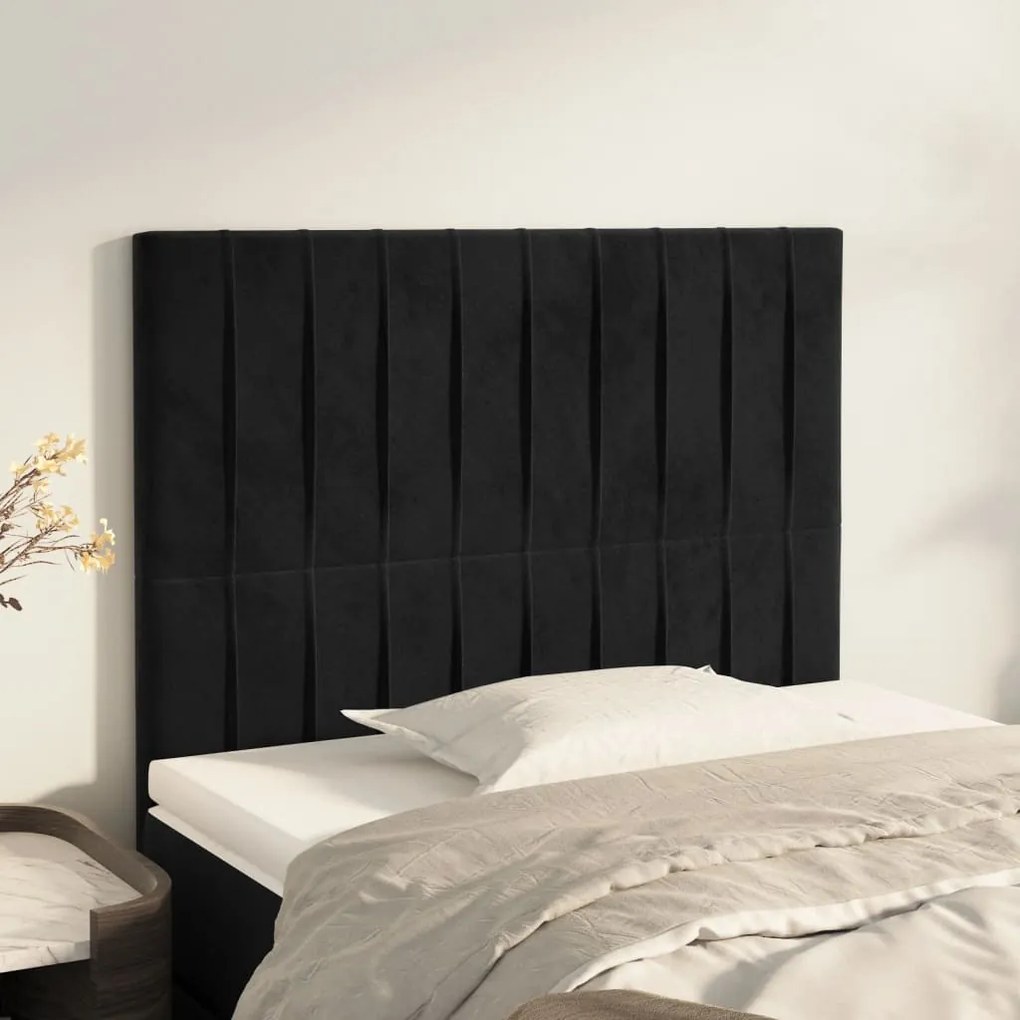 Cabeceira de cama 2 pcs veludo 80x5x78/88 cm preto