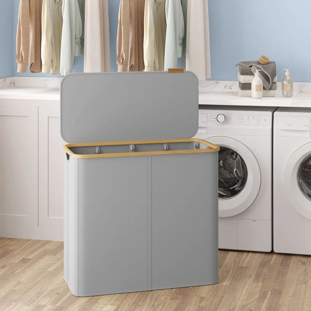 Cesto da roupa suja 200 L,  78 x 38,5 x 70,5 cm com tampa Cinza