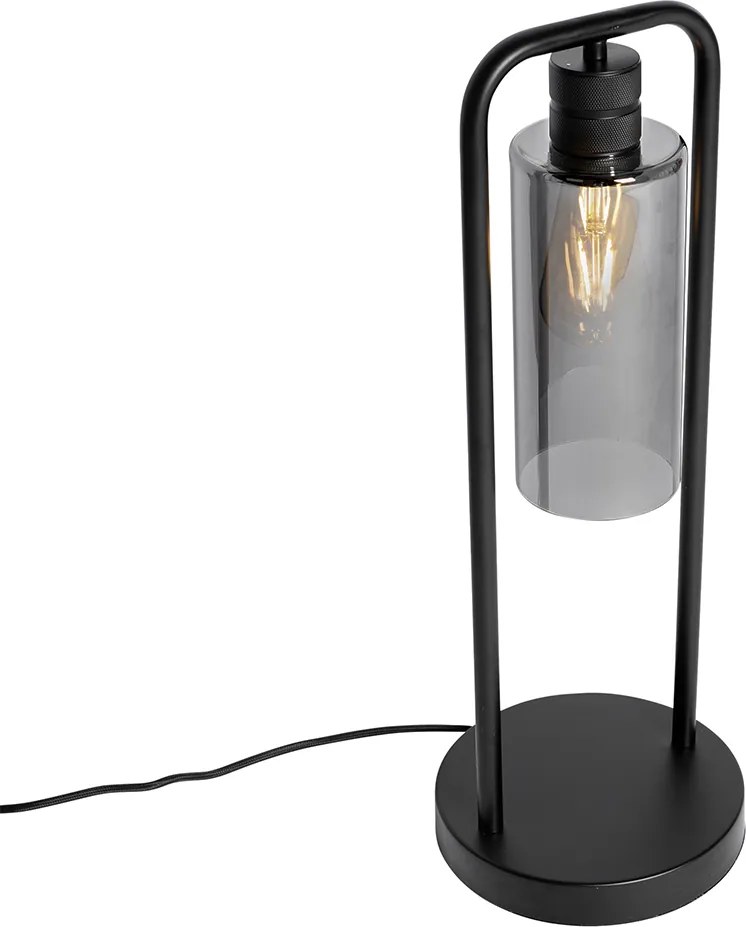 Candeeiro de mesa moderno preto com vidro fumê - Stavelot