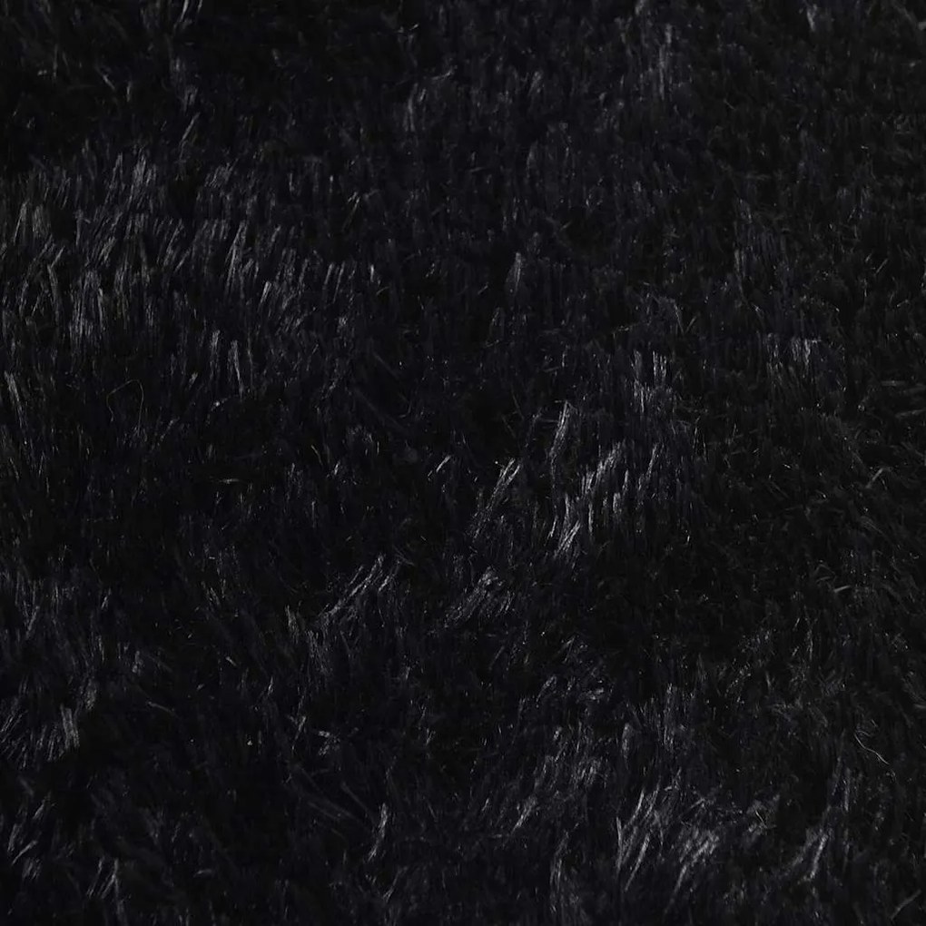 Tapete shaggy de pelo alto NAVARRA 200x200 cm poliéster preto