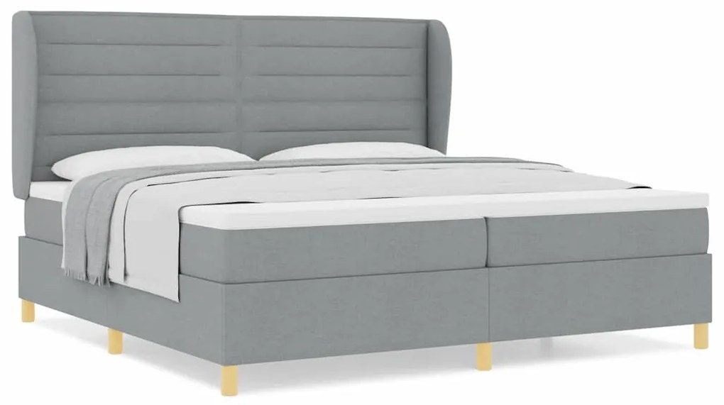 Cama Box Spring vidaXL com Colchão - Cinza Claro, 200x200 cm, Tecido