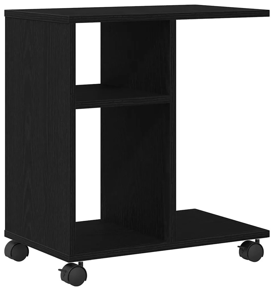 Mesa de Apoio com Rodas em Carvalho Preto 50x30x55 cm em Madeira Ingen