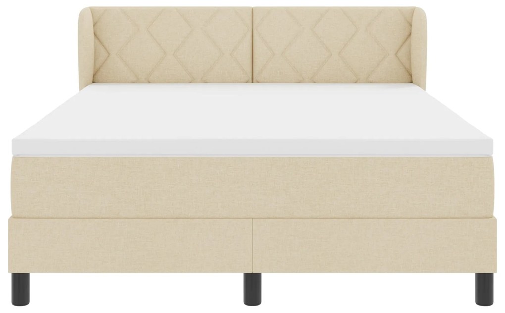 Cama Box Spring vidaXL com Colchão em Creme, 140x200 cm, Tecido