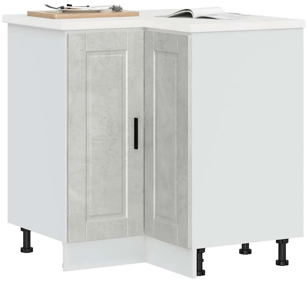 vidaXL Armário base canto cozinha Porto madeira cinzento cimento