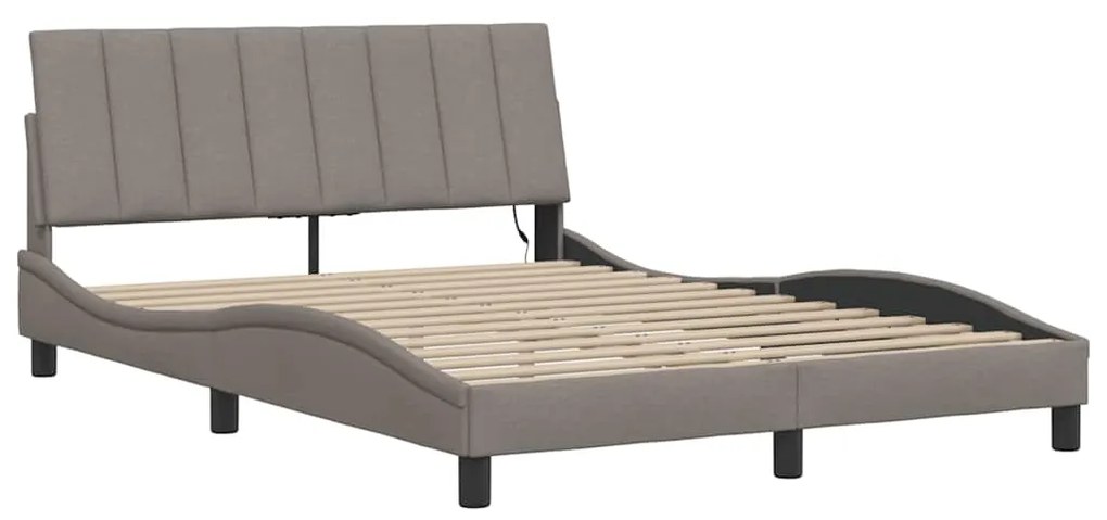 Cama sem colchão 140x190 cm tecido castanho-acinzentado