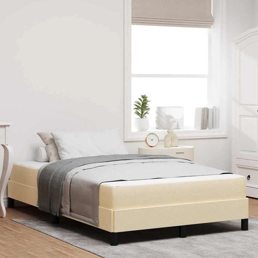 vidaXL Cama Box Outros Creme 140 x 190 cm tecido