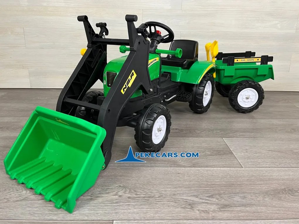 Trator infantil a pedais COM REBOQUE E PÁ, COR VERDE